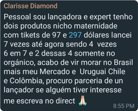 Oportunidade compartilhada no grupo Diamond